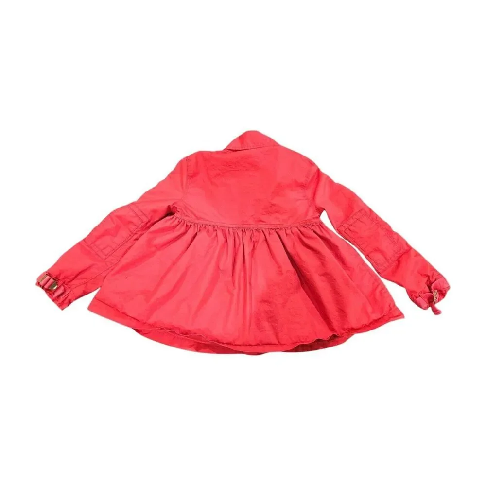 Ralph Lauren Swing‎ Trench Coat Pink/Red Button Zip Girls 6X